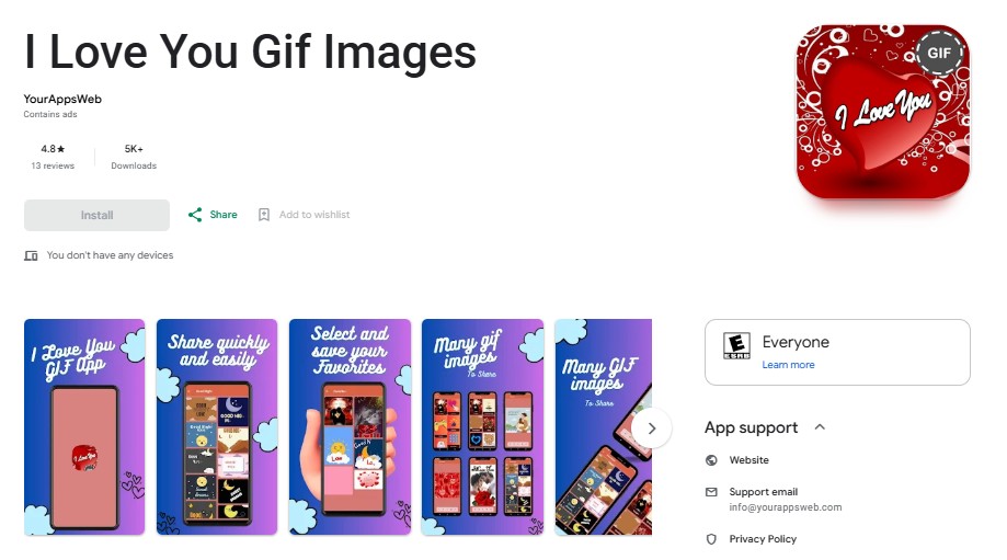 Ficha de una app en la tienda con nombre, icono y capturas de pantalla