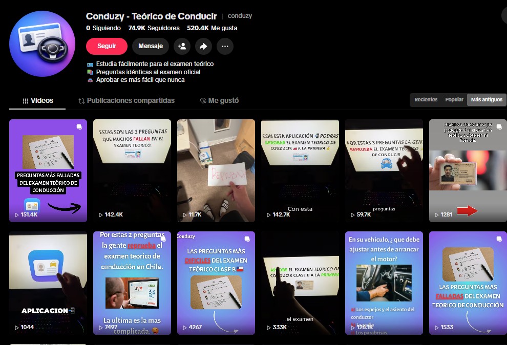 Grabación de pantalla de una app móvil para un vídeo de TikTok