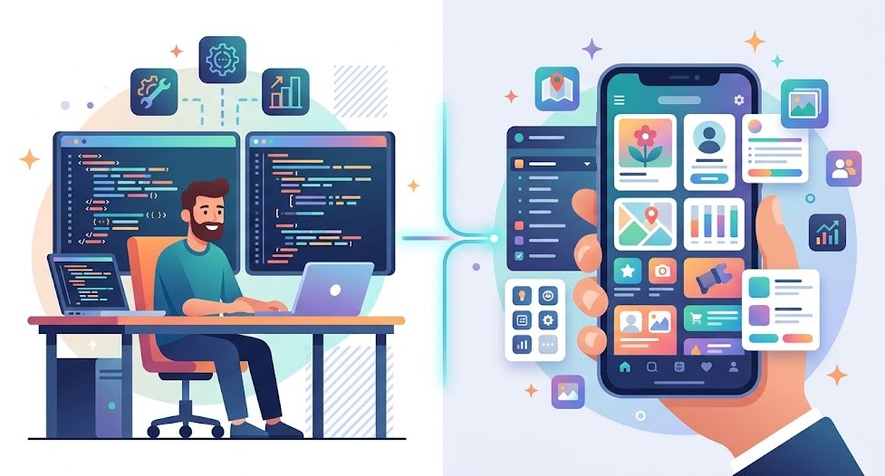 Herramienta para desarrollar una app móvil y la app resultante