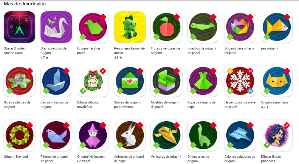 Apps publicadas en Google Play por un desarrollador independiente