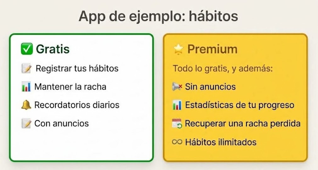 Diferencia entre la versión gratis y la premium en una app freemium